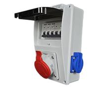 RoadEu - Cuadro eléctrico CEE 16A 5P con 2 enchufes Schuko 230V y disyuntores C16A IP44