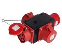 RoadEu - Distribuidor de corriente CEE de 32 A - 5 pines macho a 3 enchufes de 32 A de 5 p - Distribuidor de corriente para construcción de 400 V IP44 - Distribuidor de energía móvil robusto para