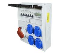 RoadEu - Distribuidor de Corriente Eléctrica con Interruptor Automático. Enchufe CEE de 16 A y 4 x Schuko de 230 V, Caja de Distribución Eléctrica con magnetotermico y Interruptor diferencial.
