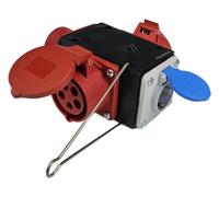 RoadEu - Distribuidor de Corriente para construcción. Enchufe CEE 16A 5P con 2X Toma 16A y en 1x Schuko. Toma de Corriente Industrial combinada. Ideal para Taller, Cobertizo y Fábricas