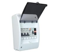 RoadEu - Disyuntor de circuito - Distribuidor de corriente 230V - Completo con indicador de voltaje - Disyuntor Fi - 16A fusible automático y 10A "B" 1P en una caja de distribución de superficie