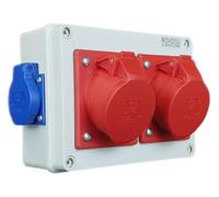 RoadEu - Enchufes de Pared para Casa, Taller y Garaje, Distribuidor de Corriente - 2x Schuko 230V - 2x CEE 16A - Cableado, Conexión Rápida, Instalación Fácil, Construcción Robusta