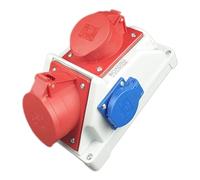 RoadEu - Toma de Pared Combinada 32A, 16A CEE con 1x Enchufe Schuko 230V. Cuadro electrico premontado. Ideal como distribuidor de pared para talleres, cobertizos o jardines.