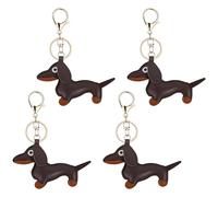RoadLoo Llavero Perro Salchicha, 4 Pieza Llavero de Cuero con diseño de Perro Salchicha PU-Leder bonito regalo Amantes de los Animales para Bolsos Mochilas Monederos Coche Llaves Keychain