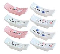 RoadLoo Palillos de Cerámica Soporte, 8 Piezas Palillos Descansa en Cerámica Reutilizables Naturales Palillos Titular Resto Set Clásico Bambú Estilo para Cuchillo Tenedor Cuchara Sushi Palillos Resto