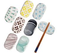 RoadLoo Palillos de Cerámica Soporte, 8 Piezas Palillos Descansa en Cerámica Reutilizables Naturales Palillos Titular Resto Set Clásico Bambú Estilo para Cuchillo Tenedor Cuchara Sushi Palillos Resto