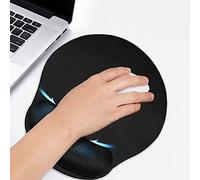 Roadoor Alfombrilla de ratón ergonómica de 4 mm de grosor, no se desliza, suave para juegos, con alfombrilla de reposo suave para oficina, portátil, ordenador, juegos de color negro