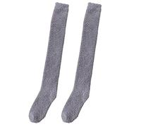 Roadoor Medias altas para el muslo para mujer, calcetines altos con forro polar, calcetines de invierno azules para mujer, calcetines térmicos negros sobre la rodilla, para mujer, gris, talla única