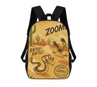 Roadrunner And Rattlesnake Desert Cartoon Mochilas Infantiles Impresas En 3D, Mochilas De Moda Informales, Mochilas De Viaje Bonitas, Mochilas Informales Para Exteriores Para Niños Y Niñas 17inch