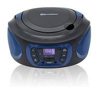 Roadstar CDR-365U/BL Radio CD Player Portátil Digital FM PLL, Boombox Reproductor CD, CD-R, CD-RW, CD-MP3, Puerto USB, Stereo, AUX-IN, Salida de Auriculares, Negro / Azul