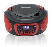 Roadstar CDR-365U/RD Radio CD Player Portátil Digital FM PLL, Boombox Reproductor CD, CD-R, CD-RW, CD-MP3, Puerto USB, Stereo, AUX-IN, Salida de Auriculares, Negro / Rojo