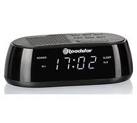 Roadstar CLR-2477 Radio Reloj Despertador Digital PLL FM, Puerto USB de Carga Rápida, 2 Alarmas, Gran Pantalla LCD, Función Snooze, Temporizador de Apagado, Negro