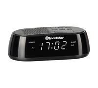 Roadstar CLR-2477 Radio Reloj Despertador Digital PLL FM, Puerto USB de Carga Rápida, 2 Alarmas, Gran Pantalla LCD, Función Snooze, Temporizador de Apagado, Negro