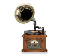 Roadstar HIF-1850TUMPK Gramófono Vintage de Madera Antiguo, Tocadiscos de Vinilo 33/45/78 rpm, Radio AM/ FM Reproductor CD-MP3, Cassette, USB Función Grabación, Mando a Distancia, Retro