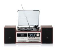 Roadstar HIF-8892DBT Equipo de Música Hi-Fi Vintage Tocadiscos 33/45/78 RPM, Radio Dab/Dab+/FM, Reproductor CD-MP3, Cassette, Bluetooth, Puerto USB y Tarjeta SD, Mando a Distancia, Retro, Madera