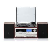 Roadstar HIF-8892EBT Minicadena de Música Hi-Fi Tocadiscos 33/45/78 rpm, Radio Digital PLL FM, Reproductor CD-MP3, Cassette, Bluetooth, USB Función Grabación, Tarjeta SD, Mando a Distancia, Madera