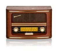 Roadstar hra-1500n radio portátil vintage retro fm/ mw analógica, conectado a la red o a pilas, carcasa de madera, , madera