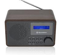 Roadstar HRA-700D+/WD Radio Portátil Vintage Digital Dab/Dab+ / FM Funciona Conectado a la Red o a Pilas, Conexión Auriculares, Radio Retro para Casa y Cocina, Despertador con Alarma Dual, Madera