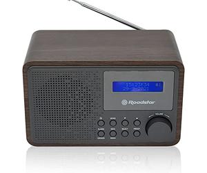 Roadstar HRA-700D+/WD Radio Portátil Vintage Digital Dab/Dab+ / FM Funciona Conectado a la Red o a Pilas, Conexión Auriculares, Radio Retro para Casa y Cocina, Despertador con Alarma Dual, Madera
