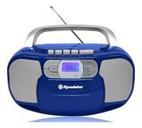 Roadstar RCR-4635UMP/BL Radio CD Portátil Cassette, Radio Digital PLL FM, Boombox Reproductor CD-MP3, USB, AUX-IN, Salida de Auriculares, Azul