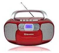 Roadstar RCR-4635UMP/RD Radio CD Portátil Cassette, Radio Digital PLL FM, Boombox Reproductor CD-MP3, USB, AUX-IN, Salida de Auriculares, Rojo