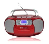 Roadstar RCR-4635UMP/RD Radio CD Portátil Cassette, Radio Digital PLL FM, Boombox Reproductor CD-MP3, USB, AUX-IN, Salida de Auriculares, Rojo