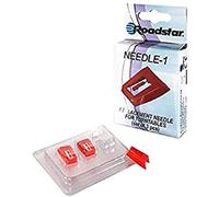 Roadstar Set de 3 Agujas para Tocadiscos de Vinilo, Recambio Aguja con Punta de Diamante Repuesto para Giradiscos, Resistente, Color Rojo