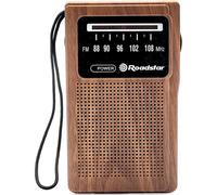 Roadstar TRA-1230WD Radio Portátil FM Analógica, Funciona a Pilas, Toma de Auriculares, Transistor de Bolsillo, Pequeño y Ligero para Casa, Cocina, Excelente Recepción, Madera