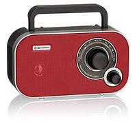Roadstar TRA-2235RD Radio Portátil FM Analógica, Funciona a Red/Pilas, Toma de Auriculares, Transistor Pequeño y Ligero para Casa, Cocina, Altavoz 6.4W, Excelente Recepción, Rojo