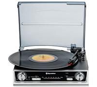 Roadstar TTR-8634 Tocadiscos de Vinilo 33/45/78 rpm, Radio FM Analógica, Altavoces Integrados, Salida RCA, Conexión para Auriculares, Negro