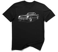 Roadster Sport Fiberglass 1950 años | Coche Retro Clásico Camiseta, Negro , L