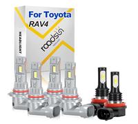 ROADSUN Bombillas LED para Faros, 120W, 12V, 6000K Blanco, 9005 HB3 Luz de carretera y luz de cruce, H11 Luz Antiniebla, Mejores faros LED, resistente a polvo/lluvia, For Toyota RAV4 2013-2015