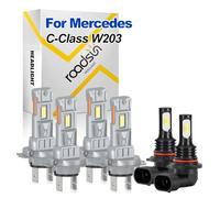 ROADSUN Bombillas LED Para Faros Delanteros, 120W Mejores faros LED, 12V, 6000K Blanco, H7 Luz de carretera y luz de cruce, 9006 HB4 Luz Antiniebla, For Mercedes C-Class W203 2000-2007