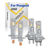 ROADSUN Bombillas LED Para Faros Delanteros, 20000LM, 6000K Blanca, 12V, H1 Luz De Carretera, H7 Luz De Cruce, Bombillas LED para conducción nocturna, For Peugeot 2008 2019-2023