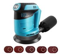 Roadtime 125mm Lijadora Excentrica Inalámbrica para Makita 18V Batería (Sin Batería), Lijadora orbital con 20 Discos de Lijado y 3 Velocidades,bolsa para polvo,Ideal para Madera, Metal y Pintura
