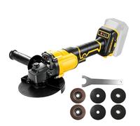 Roadtime Amoladora angular sin escobillas para DeWalt de 20V(sin batería) | herramienta con 6 ruedas de corte,discos de 100/125 mm, 6300 rpm, lijadora con batería para cortar y lijar madera, metal