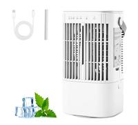 Roadtime Climatizador evaporativo portátil USB-C, mini ventilador con humidificador 900ml, aire frío 3 velocidades, oscilante, LED RGB, temporizador 2/4h, silencioso, uso hogar oficina dormitorio