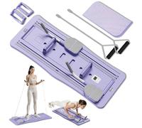 Roadtime Juego de máquina reformadora de tabla de pilates plegable con rodillo abdominal y temporizador, pilates multifuncionales portátiles mejorados con rebote automático, equipo de entrenamiento de