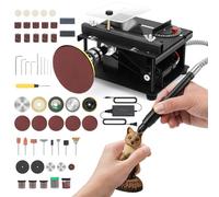 Roadtime Mini sierra circular de mesa de 100 W, multifuncional, portátil, de precisión, con 4 cuchillas, 7 velocidades ajustables, ángulo ajustable de 0 a 90°, para madera