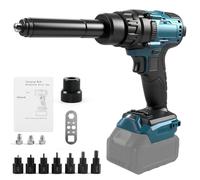 Roadtime Remachadora inalámbrica 2 en 1 compatible con batería Makita de 18 V (sin batería), pistola eléctrica portátil con tuercas M3, M4, M5, M6, M8, M10, M12, 4 adaptadores y luz LED