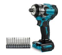 Roadtime - Taladro atornillador de percusión inalámbrico (1/4", batería Makita 18V (sin batería), 2400R, varilla hexagonal sin escobillas 450N, 3 velocidades y 2 velocidades invertidas, con LED y 13