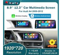 Pantalla táctil Multimedia de 8,9 pulgadas y 12,3 pulgadas para Audi A4 S4 2008-2012 Airplay 12.3 LHD Car No Gps