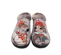 ROAL Zapatilla R12213 Plantilla PLUMAflex DE CASA CÓMODA para Mujer Textil BEIG Pantufla SERIGRAFÍA Perro Chica 27939-37