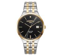 Roamer 864833 47 85 50 - Reloj analógico de línea Delgada para Hombre con Esfera Redonda Negra, Plateado, Minimalista