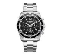 Roamer Nautic Chrono 100 - Reloj de Pulsera para Hombre de Cuarzo Deportivo Correa de Acero Inoxidable Gris Caja de Acero Inoxidable Esfera analógica Negra - 862837-41-55-20
