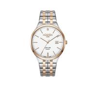 Roamer Slim-Line - Reloj para hombre con esfera blanca y pulsera de dos tonos 864833 49 25 50, blanco, Standard Gents, Clásico