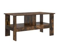 Roanoer Mesa de centro 90 x 50 x 45 cm, madera de roble, mesa de salón | Mesa auxiliar de 2 niveles para el salón con compartimentos adicionales para revistas y mandos a distancia.