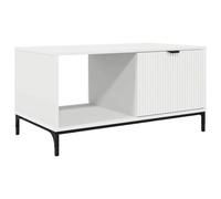 Roanoer Mesa de centro blanca 90 x 49 x 46 cm mesa de salón con cajón | Moderna mesa auxiliar para el salón con estante adicional y cuerpo robusto de madera.