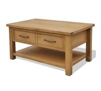 Roanoer Mesa de centro de roble rústico con cajón 88 x 53 x 45 cm salón | Mesa auxiliar rústica de madera con cajón integrado para periódicos y mando a distancia en la sala de estar.