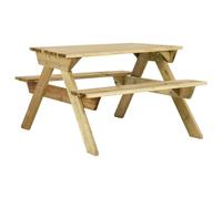 Roanoer Mesa de picnic con 2 bancos, 110 x 123 x 73 cm, madera | Robusto conjunto de asientos para patio y exterior con 46 cm de altura de asiento, ideal para comidas juntas al aire libre.